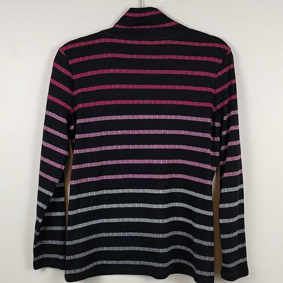 T by Talbot's Pink Ombre Stripe Snap Shoulder Mock Neck Top Size MP - Picture 9 of 11